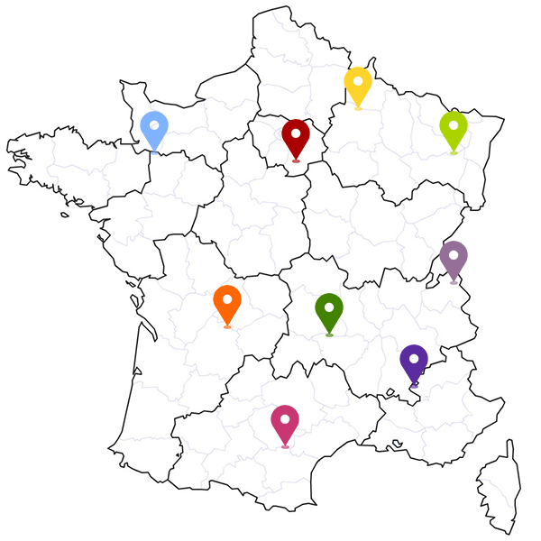 carte de France des commerciaux de Ducrettet